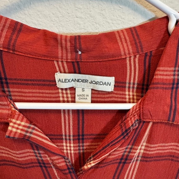 Alexander Jordan Womens Plaid Button Down Top Blouse Shirt‎ Short Sleeve - Picture 2 of 4
